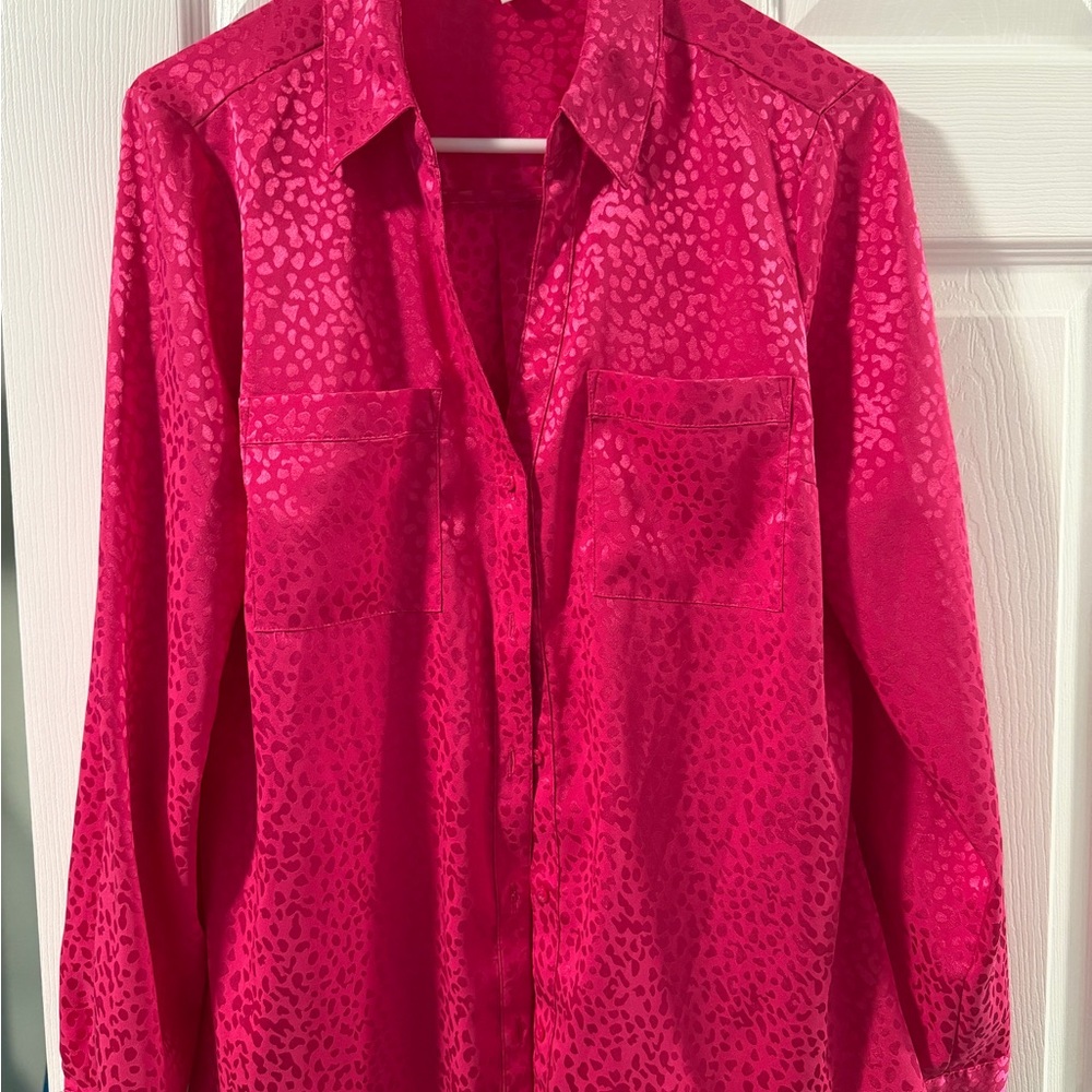 Candie's Fuchsia Leopard Print Blouse